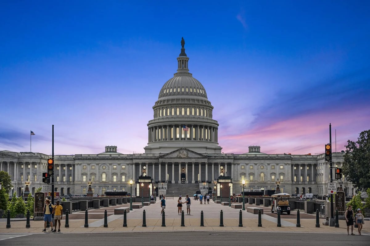 Twilight real estate photography in Washington DC – U.S. Capitol exterior with evening sky